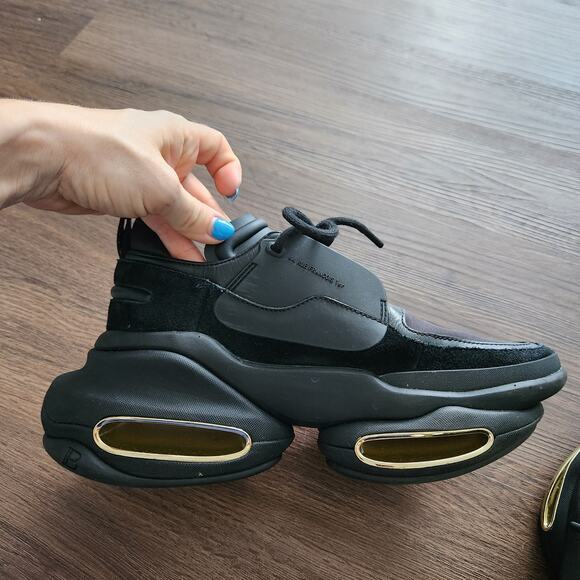 Authentic Balmain B-Bold low-top sneakers Black 7 Designer Grunge Futuristic - Picture 10 of 14